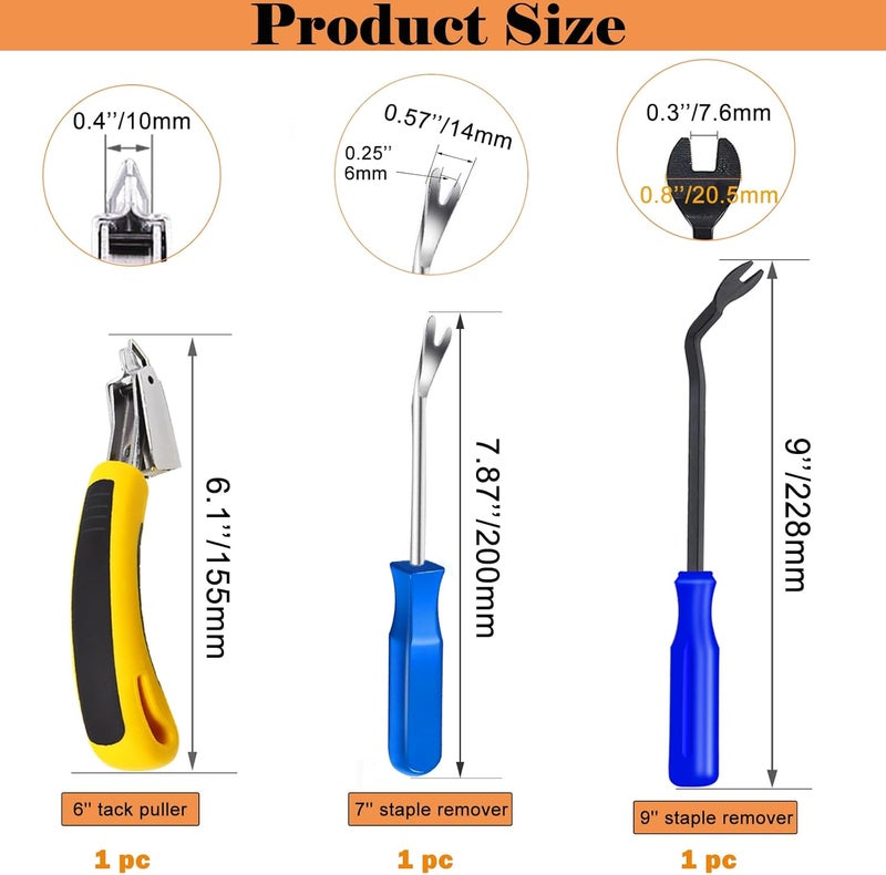 Sunxeke 3Pcs Heavy Duty Upholstery and Construction Staple Remover with Tack Puller Tool, Nail Puller, Carpet Remover, for Removing All Kinds of Staples - Image 2